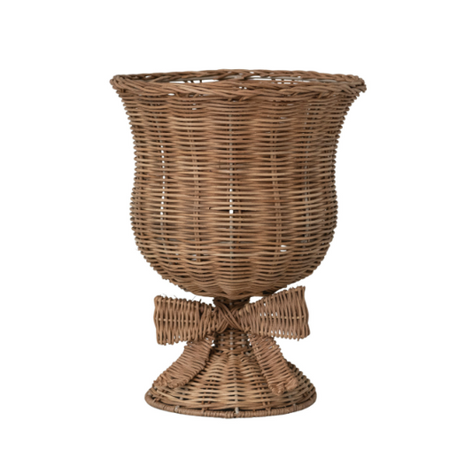 Hand-Woven Rattan Urn w/ Bow