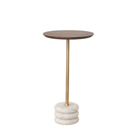 Mango Wood + Brass/Marble Martini Table