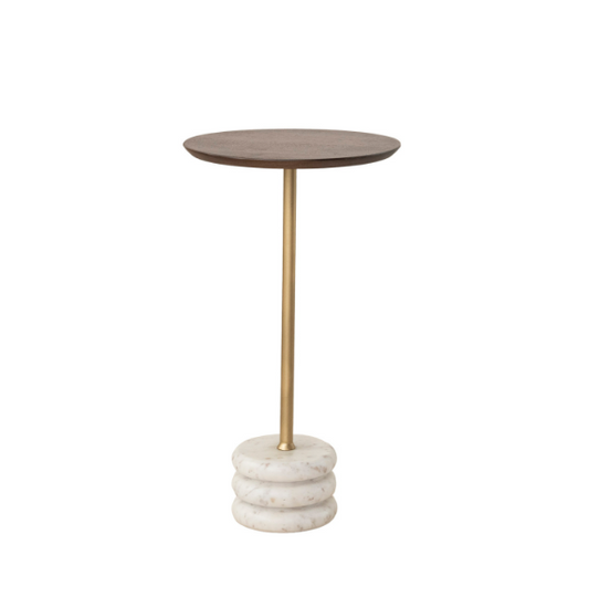 Mango Wood + Brass/Marble Martini Table