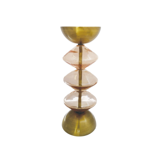Recycled Glass/Brass Pillar Holder