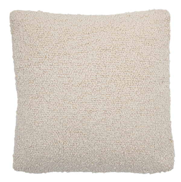 Cream Woven Cotton Boucle Pillow