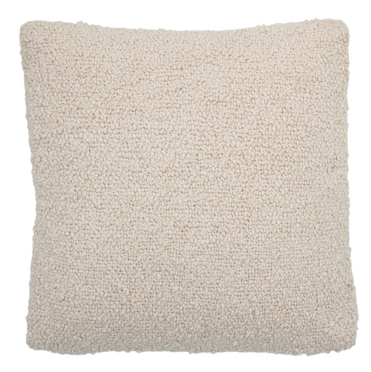 Cream Woven Cotton Boucle Pillow