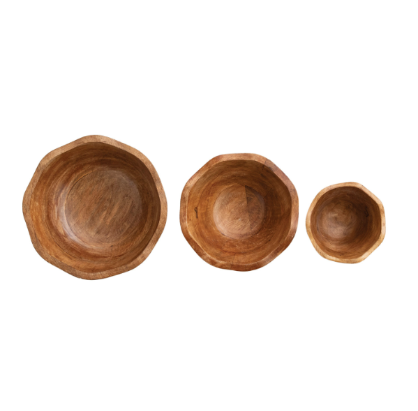 Hand-Carved Scalloped Bowl - M