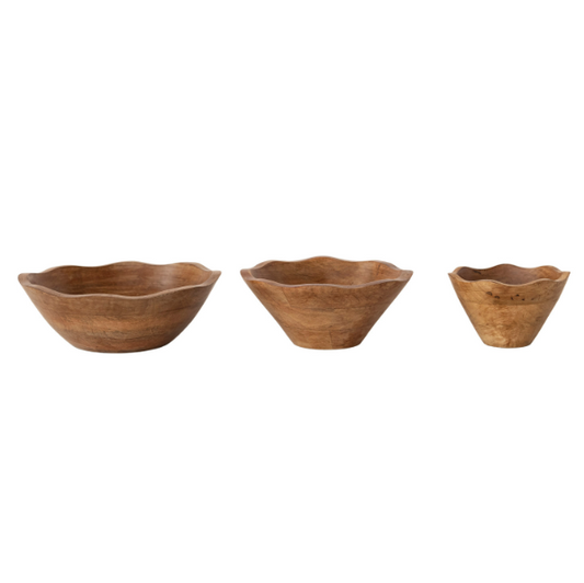 Hand-Carved Scalloped Bowl - L
