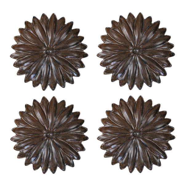 Brown Stoneware Flower Plate