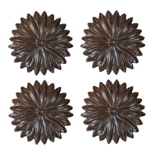 Brown Stoneware Flower Plate