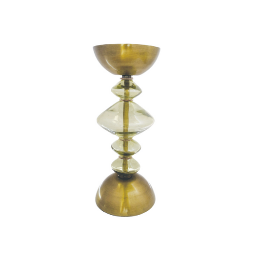 Recycled Glass/Brass Pillar Holder