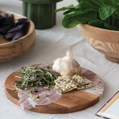 Cheeseboard w/ Mauve Marble Inlay