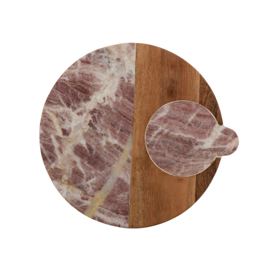 Cheeseboard w/ Mauve Marble Inlay
