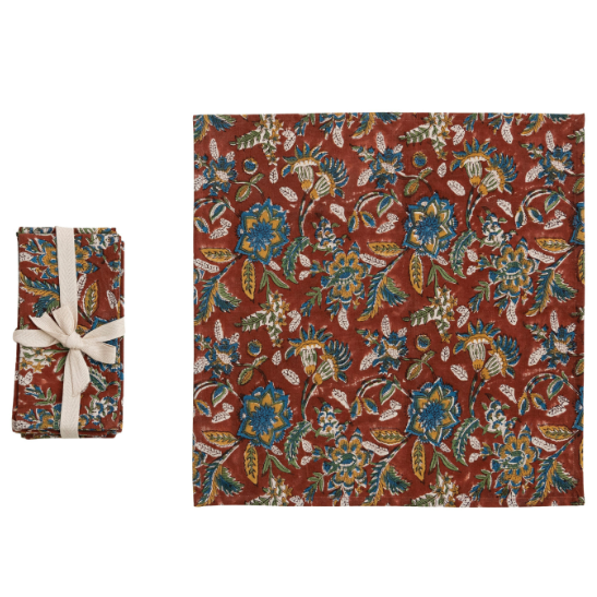 Linen Floral Napkin - SET OF 4