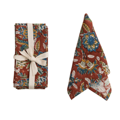 Linen Floral Napkin - SET OF 4