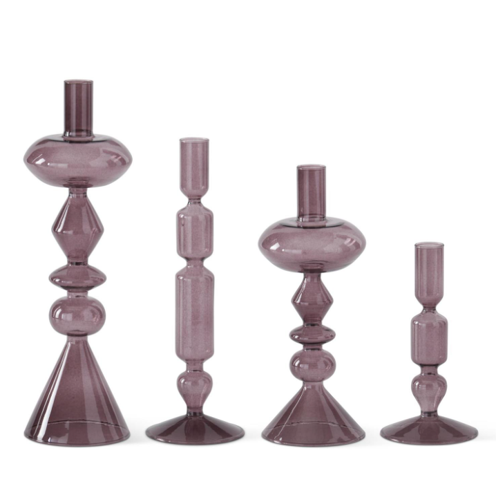 Purple Glass Taper Holder - S