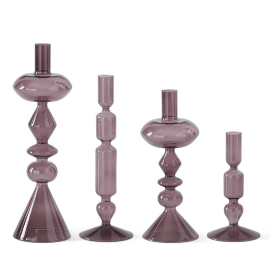 Purple Glass Taper Holder - M