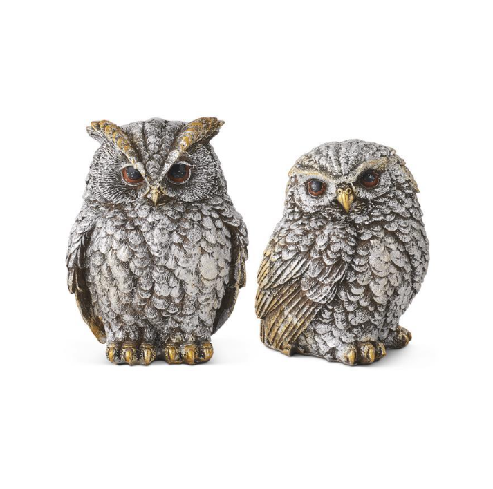 Silver/Gold Metallic Owl - STANDING