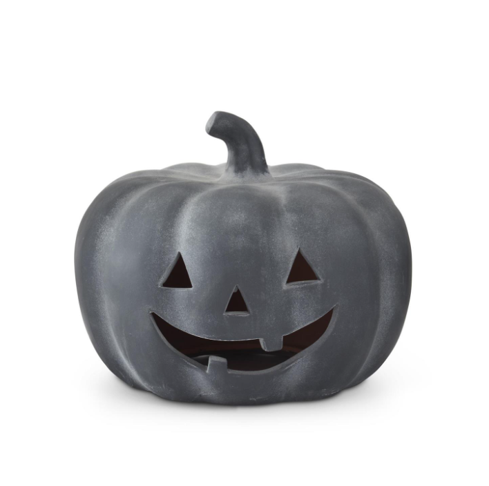 10" Short BLK Terracotta Jack-o-Lantern