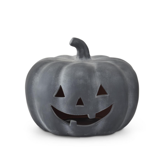 10" Short BLK Terracotta Jack-o-Lantern