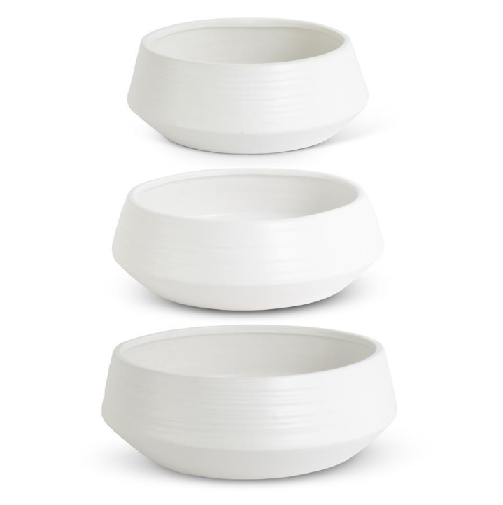 Matte White Stoneware Bowl/Planter - MD