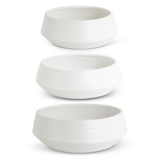 Matte White Stoneware Bowl/Planter - LG