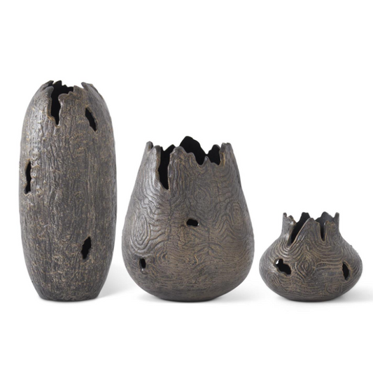 Distressed BR/GLD Textured Vase