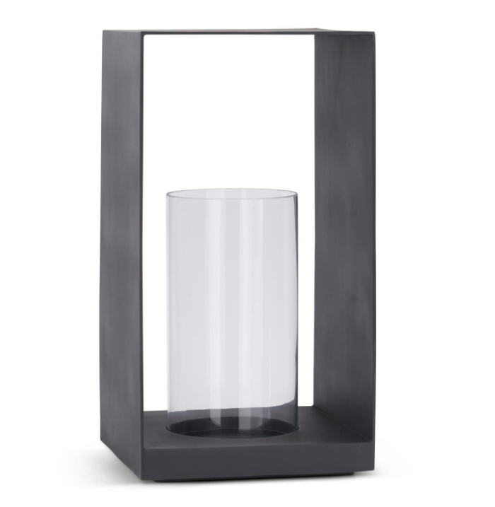 26" BLK Metal/Glass Hurricane/Lantern
