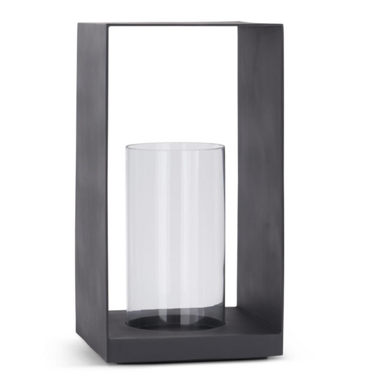 26" BLK Metal/Glass Hurricane/Lantern