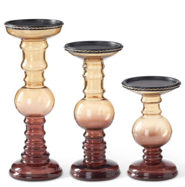 BR/BURG Gold Rim Candle Holder - L