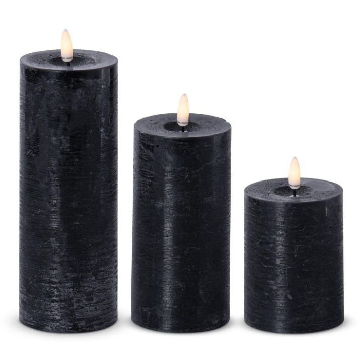 BLK Flameless Pillar Candle - L