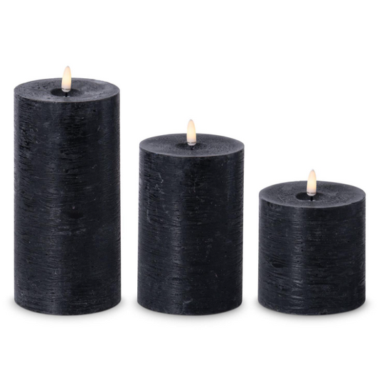 BLK Flameless Pillar Candle - L