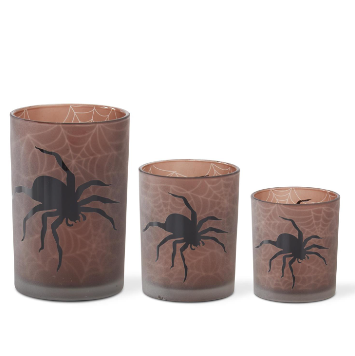 Spider Frosted Amber Votive Holder- S