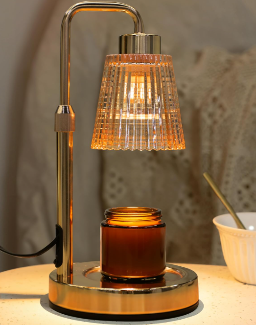 Amber Glass Gold Candle Warmer
