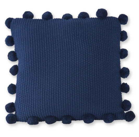 20" Blue Pom Pom Pillow