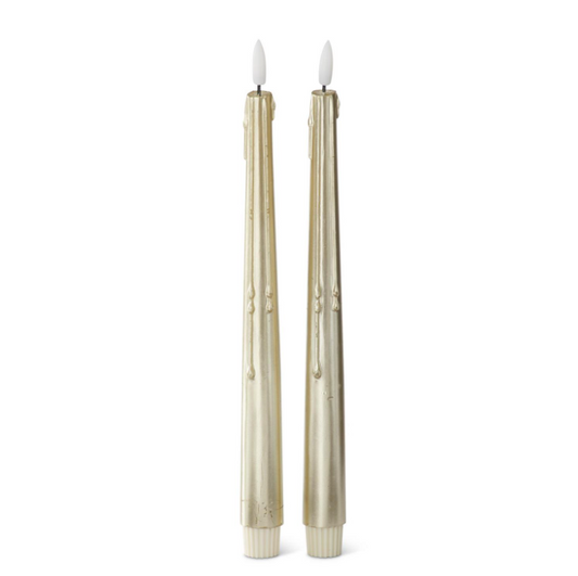 11.5" LED Drip Taper Set - Gold