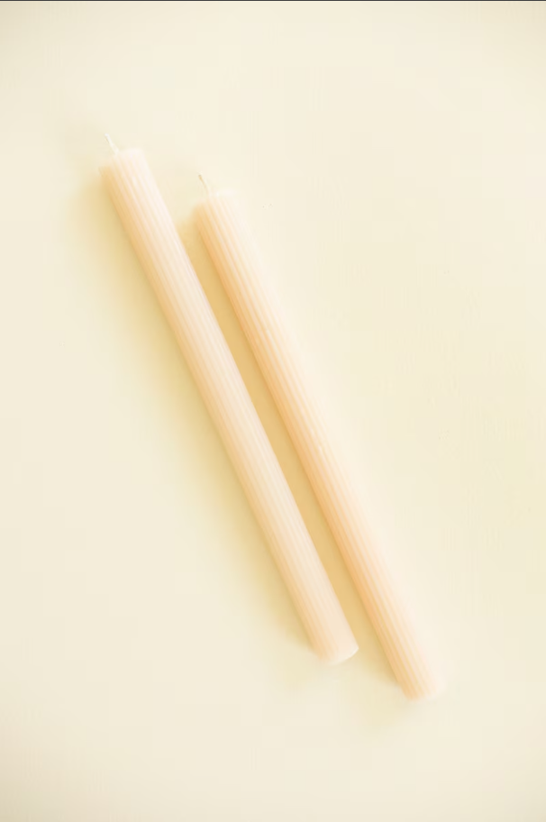 Linen Ribbed Taper Candles - SET OF 2