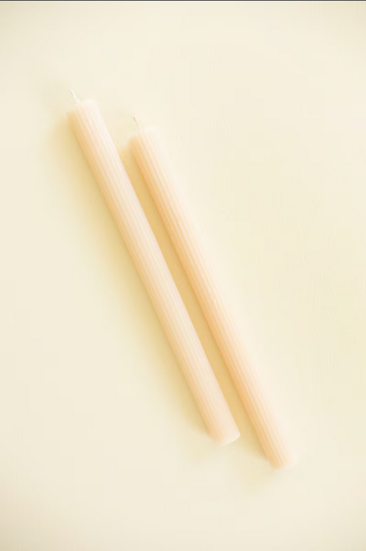 Linen Ribbed Taper Candles - SET OF 2