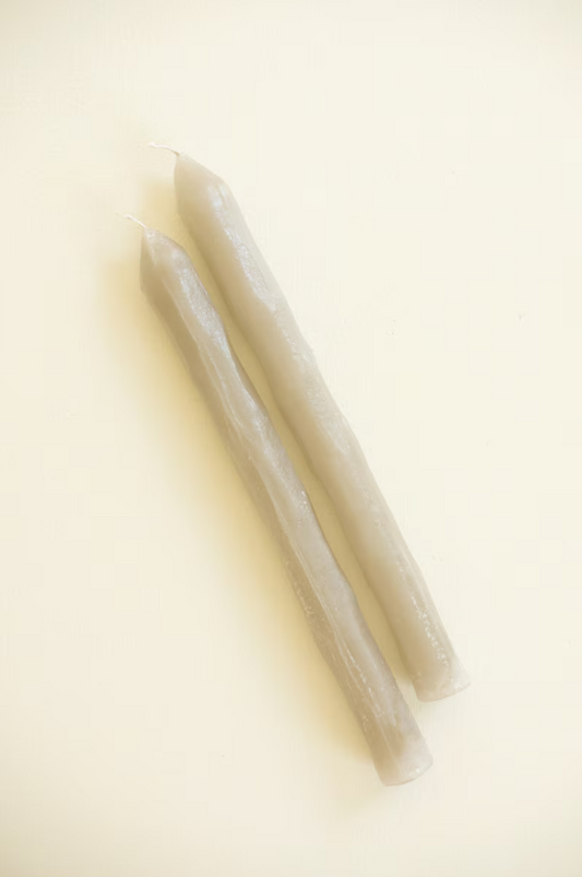 Taupe Rustic Taper Candles - SET OF 2