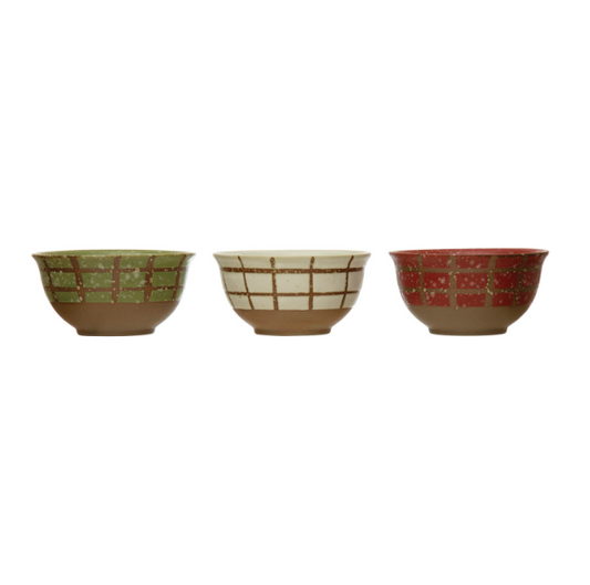 Hand-Painted Stoneware Bowl - 3 Colors