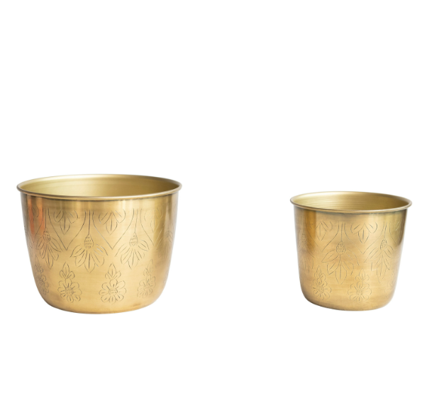 ANTQ GLD Etched Metal Planter - SM