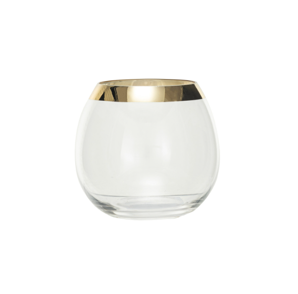 10oz Gold Rim Stemless Glass