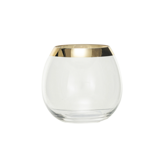 10oz Gold Rim Stemless Glass