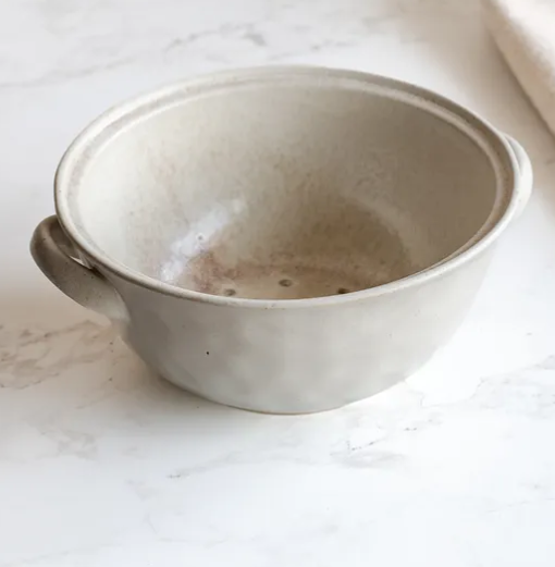 10.6" Cream Ceramic Colander
