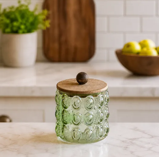 6.7" GR Bubble Glass Canister w/ Lid