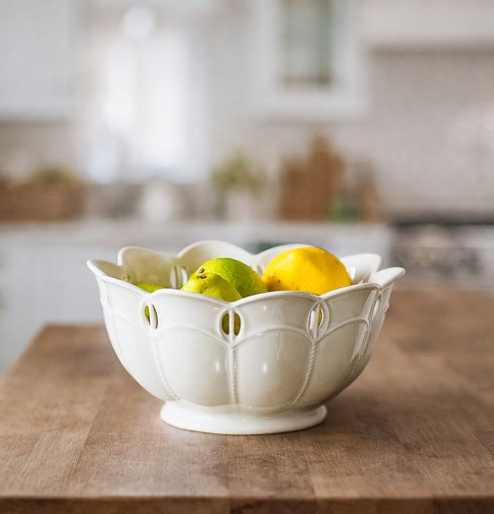 Scalloped Rim Ivory Bowl