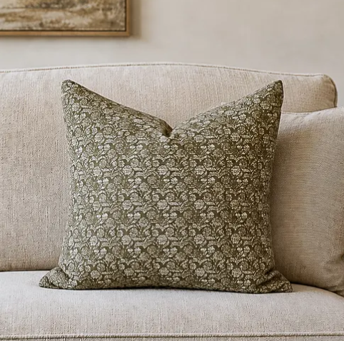 18" VTG Green Down Filled Pillow