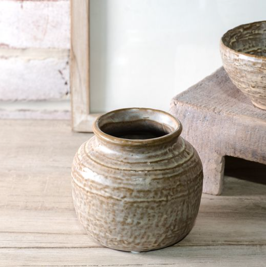 Milky-Beige Ceramic Vase 4.5"
