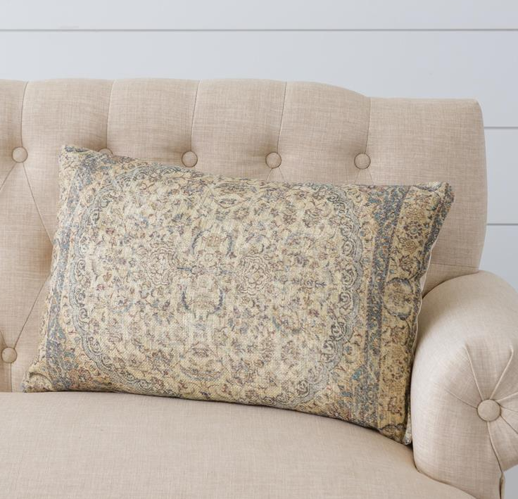 Blue/Ivory Slub Lumbar