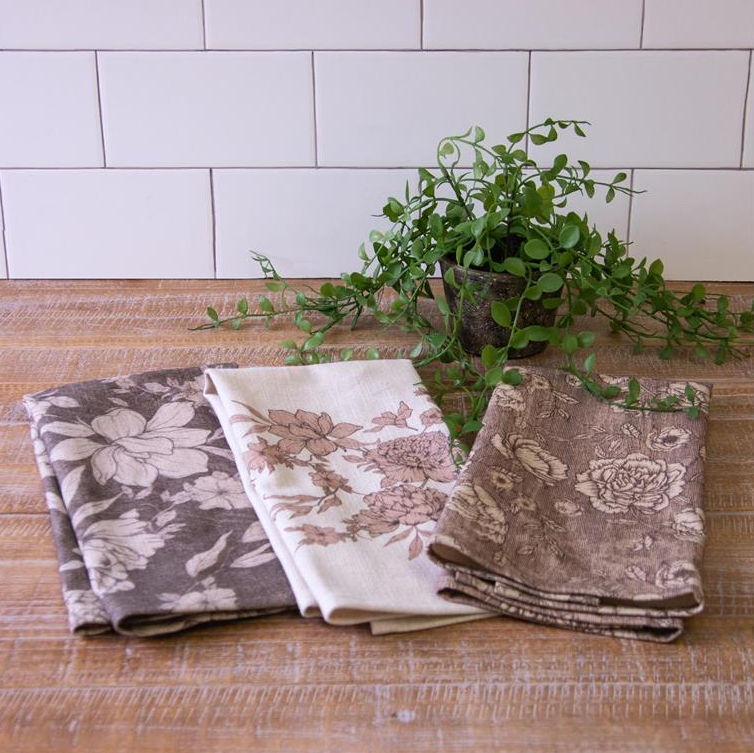 Sepia Floral Tea Towel - 3 STYLES