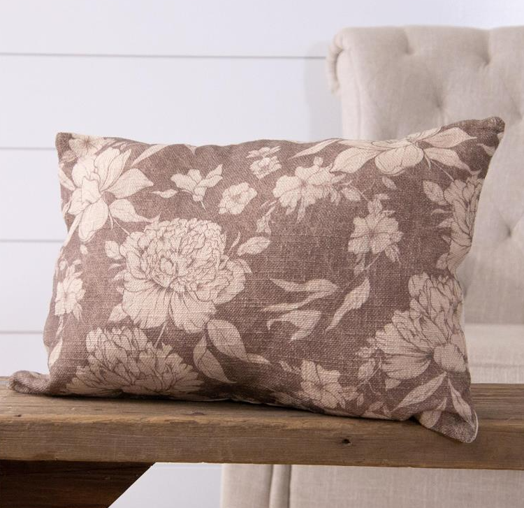 Floral Sepia Lumbar Pillow