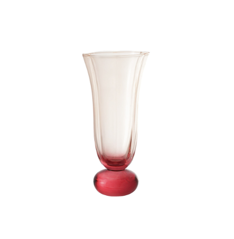 Pink Ball Stem Fluted Glass