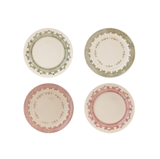 Stoneware Patterned Plate - 4 STYLES