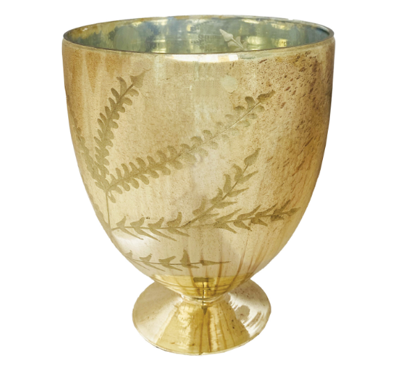 ANTQ Silver Etched Mercury Glass Vase